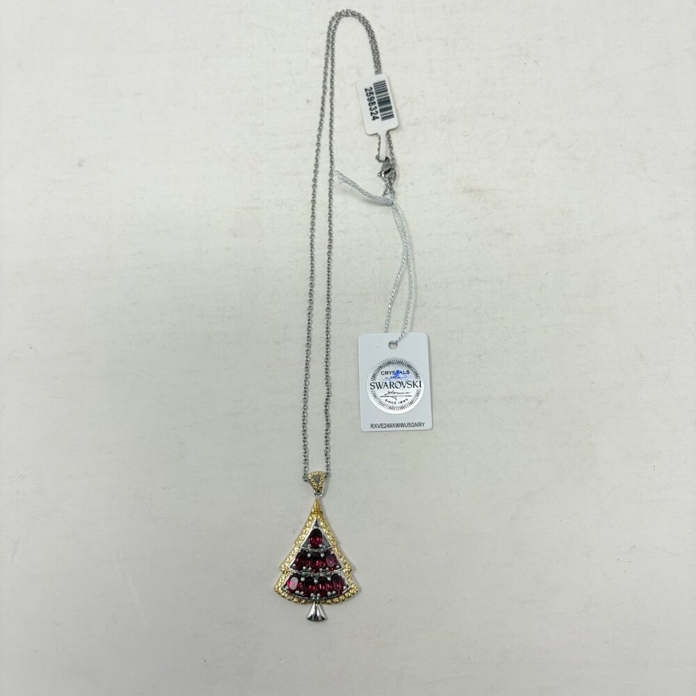 Shop LC Tree Pendant With Stainless Steel Chain 20in SWAROVSKI Red Crystals 5290